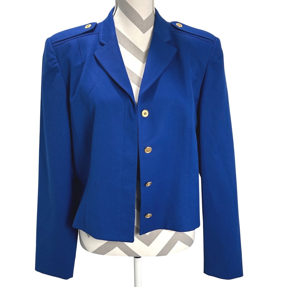 Pendleton Wool Vintage Blazer Royal Blue Gold Button Jacket Size 14 Fits 10/12 L